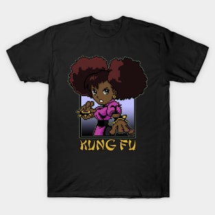 Kawaii Afro Kung Fu Girl T-Shirt